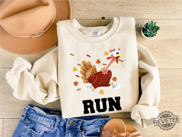 Turkey Trot Run Sweatshirt Thanksgiving Turkey Sweater Running Turkey Sweater Trotting Turkey Gift Sweatshirt Turkey Trot Shirt Ideas revetee 3