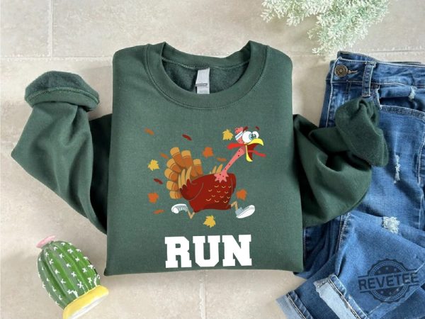 Turkey Trot Run Sweatshirt Thanksgiving Turkey Sweater Running Turkey Sweater Trotting Turkey Gift Sweatshirt Turkey Trot Shirt Ideas revetee 4