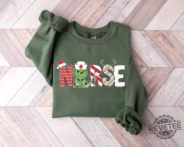 Christmas Nurse Grinch Sweater Nurse Cute Gift Shirt Nursing Shirt Nurses Gift Shirt Christmas Nurse Gift Shirt Christmas Nurse Shirt Hoodie Sweatshirt revetee 1