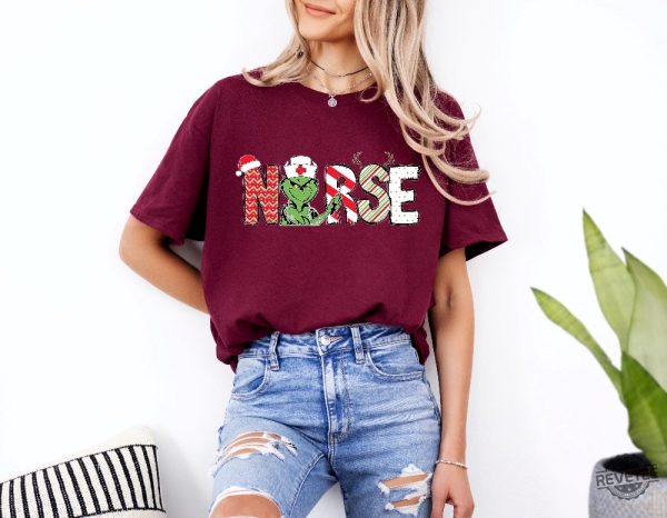 Christmas Nurse Grinch Sweater Nurse Cute Gift Shirt Nursing Shirt Nurses Gift Shirt Christmas Nurse Gift Shirt Christmas Nurse Shirt Hoodie Sweatshirt revetee 4