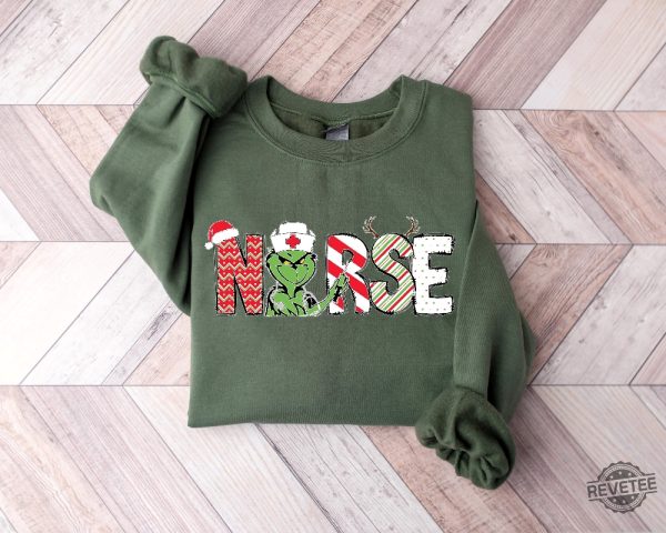 Christmas Nurse Grinch Sweater Nurse Cute Gift Shirt Nursing Shirt Nurses Gift Shirt Christmas Nurse Gift Shirt Christmas Nurse Shirt Hoodie Sweatshirt revetee 5