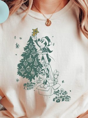 Disney Mickey Christmas Tree Shirt Retro Disney Merry Christmas Shirt Christmas Tree Tee Holiday Season Hoodie Sweatshirt revetee 2