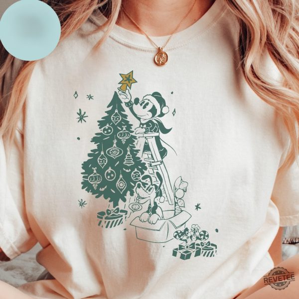 Disney Mickey Christmas Tree Shirt Retro Disney Merry Christmas Shirt Christmas Tree Tee Holiday Season Hoodie Sweatshirt revetee 2