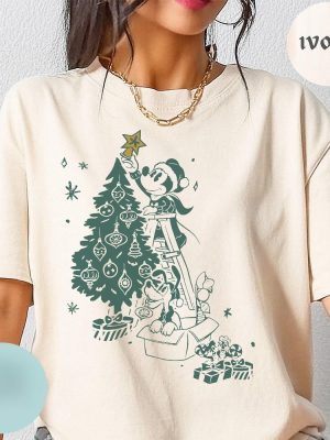 Disney Mickey Christmas Tree Shirt Retro Disney Merry Christmas Shirt Christmas Tree Tee Holiday Season Hoodie Sweatshirt revetee 4