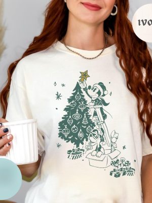 Disney Mickey Christmas Tree Shirt Retro Disney Merry Christmas Shirt Christmas Tree Tee Holiday Season Hoodie Sweatshirt revetee 5