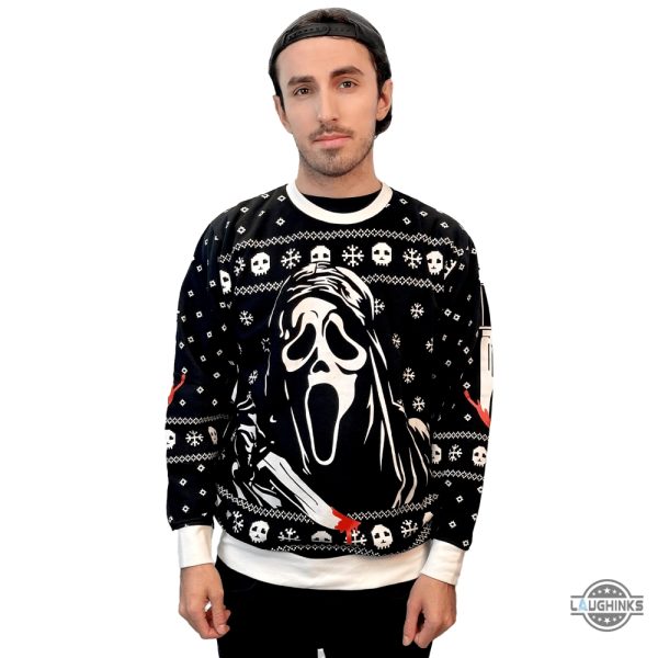 ghostface christmas sweater 2024 scream horror movie xmas ugly artificial wool sweatshirt laughinks 1