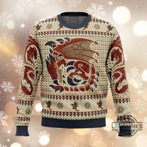 rathalos monster hunter ugly christmas sweater santa claus artificial wool sweatshirt laughinks 1