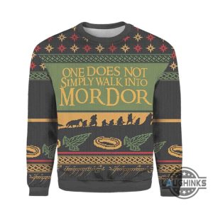 one does not simply walk into mordor ugly christmas sweater lotr lord of the rings movie artificial wool sweatshirt laughinks 1