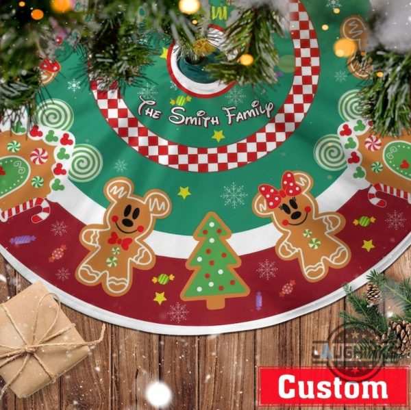 personalized disney family christmas tree skirt gingerbread xmas holiday home decoration gift laughinks 1