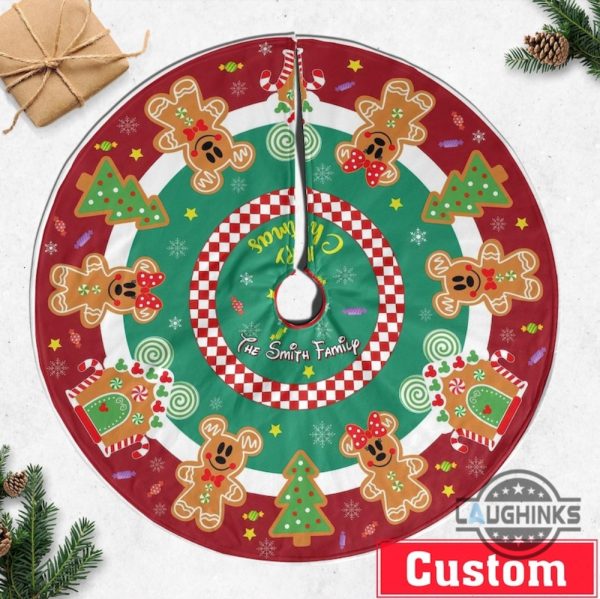 personalized disney family christmas tree skirt gingerbread xmas holiday home decoration gift laughinks 2