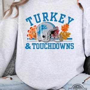 thanksgiving football detroit lions crewneck sweatshirt t shirt hoodie turkey and touchdowns vintage game day shirt laughinks 2