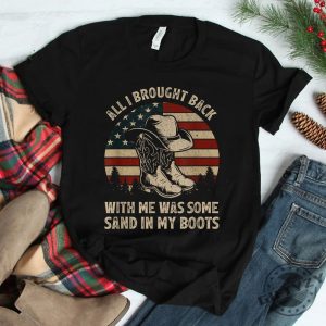 Funny Vintage Usa Flag Sand In My Boots Cowboy Tee giftyzy 1