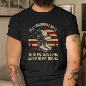 Funny Vintage Usa Flag Sand In My Boots Cowboy Tee giftyzy 1 3