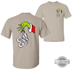 grinch hand miller lite christmas shirt for beer lovers