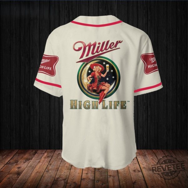 Beige Miller High Life Baseball Jersey Miller Jersey Shirt High Life Baseball Shirt Baseball Jersey Shirt Unique revetee 3