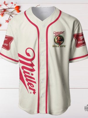 Beige Miller High Life Baseball Jersey Miller Jersey Shirt High Life Baseball Shirt Baseball Jersey Shirt Unique revetee 4