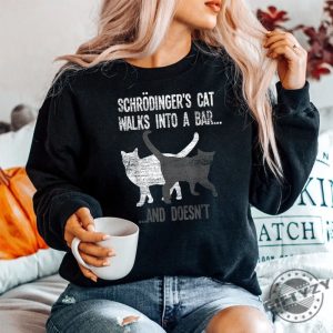 Quirky Schrodingers Cat Bar Shirt Physics Humor Tee giftyzy 1 4