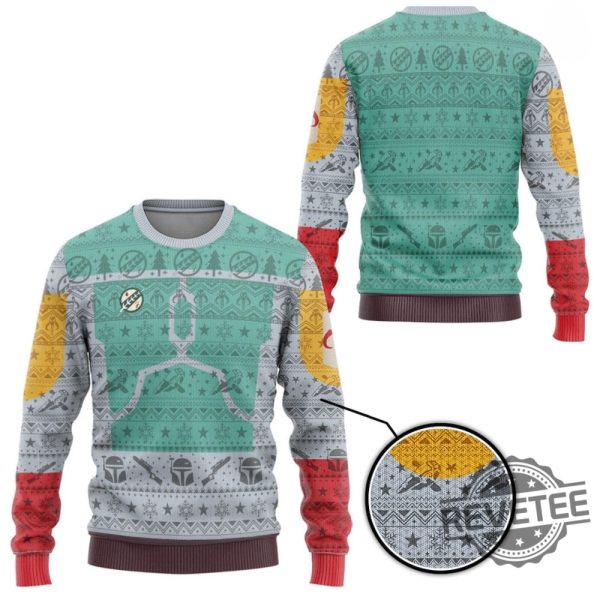 Starwars Boba Fett Ugly Christmas Sweater Starwars Boba Fett Christmas Shirt Mandalorian Ugly Sweater May The Force Shirt Galaxy Edge Shirt revetee 2