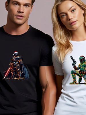 Star Wars Characters Boba Fett Christmas Shirt Star Wars Boba Fett Christmas Light Shirt Darth Vader Boba Fett Han Solo Leia Luke R2d2 Shirt revetee 4