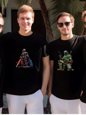 Star Wars Characters Boba Fett Christmas Shirt Star Wars Boba Fett Christmas Light Shirt Darth Vader Boba Fett Han Solo Leia Luke R2d2 Shirt revetee 5