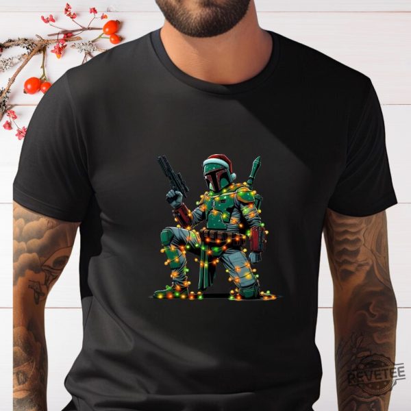 Star Wars Characters Boba Fett Christmas Shirt Star Wars Boba Fett Christmas Light Shirt Darth Vader Boba Fett Han Solo Leia Luke R2d2 Shirt revetee 7