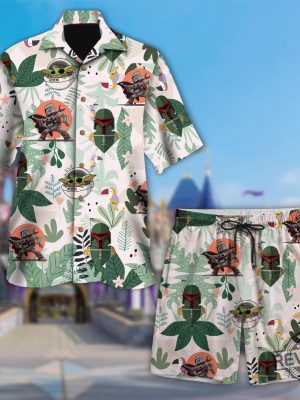 Stars War Tropical Hawaiian Shirt Boba Fett And Baby Yoda Hawaiian Shirt Stars War Button Up Shirt revetee 2