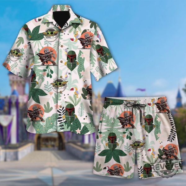 Stars War Tropical Hawaiian Shirt Boba Fett And Baby Yoda Hawaiian Shirt Stars War Button Up Shirt revetee 2