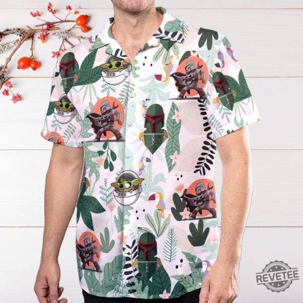 Stars War Tropical Hawaiian Shirt Boba Fett And Baby Yoda Hawaiian Shirt Stars War Button Up Shirt revetee 5