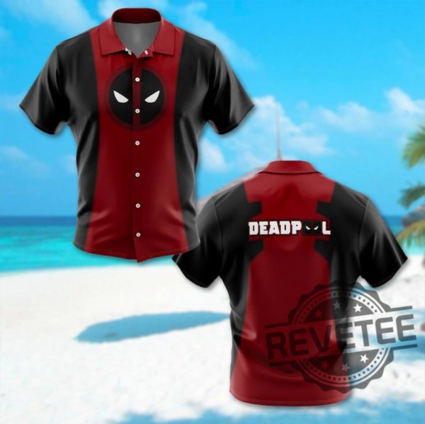 Marvel Deadpool Superhero Hawaiian Shirt Marvel Deadpool Anti Hero Aloha Summer Trip All Over Print Button Up Summer Shirt For Friend revetee 1