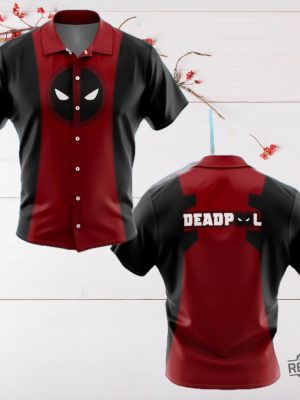 Marvel Deadpool Superhero Hawaiian Shirt Marvel Deadpool Anti Hero Aloha Summer Trip All Over Print Button Up Summer Shirt For Friend revetee 2