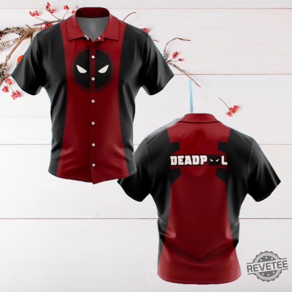 Marvel Deadpool Superhero Hawaiian Shirt Marvel Deadpool Anti Hero Aloha Summer Trip All Over Print Button Up Summer Shirt For Friend revetee 2