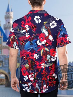 Marvel Deadpool Floral 3D All Over Printed Hawaiian Shirt Deadpool Superhero Button Up Hero Tropical Hawaiian Shirt Deadpool Summer Trip revetee 2