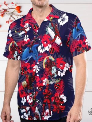 Marvel Deadpool Floral 3D All Over Printed Hawaiian Shirt Deadpool Superhero Button Up Hero Tropical Hawaiian Shirt Deadpool Summer Trip revetee 5