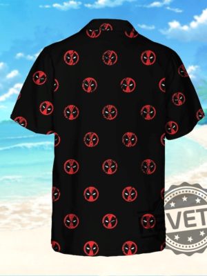 Marvel Deadpool Symbol Seamless Awesome Deadpool Superhero Button Up Shirt Deadpool Tropical Hawaiian Shirt Deadpool Summer Trip Shirt revetee 6