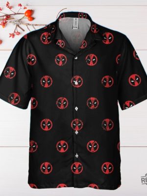 Marvel Deadpool Symbol Seamless Awesome Deadpool Superhero Button Up Shirt Deadpool Tropical Hawaiian Shirt Deadpool Summer Trip Shirt revetee 7