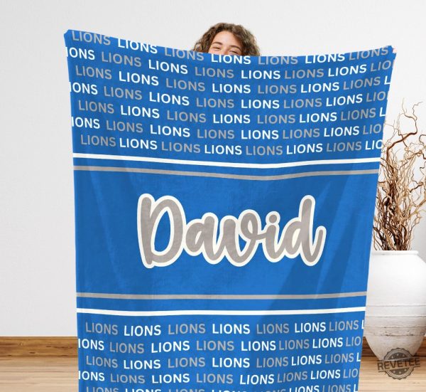 Detroit Lions Blanket Detroit Lions Game Day Ready Team Blanket Gift Detroit Lions Fan Football Season Gift Custom Detroit Lions Blanket revetee 2