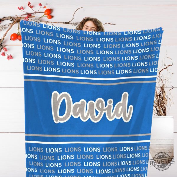 Detroit Lions Blanket Detroit Lions Game Day Ready Team Blanket Gift Detroit Lions Fan Football Season Gift Custom Detroit Lions Blanket revetee 3