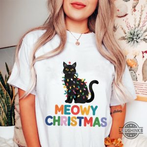 meowy christmas shirt xmas gift for cat mom cat dad