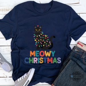 meowy christmas shirt xmas gift for cat mom cat dad