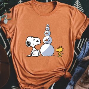 snoopy woodstock and snowman christmas shirt