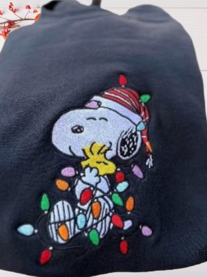 Peanuts Snoopy Woodstock Christmas Lights Embroidered Sweatshirt T Shirt Hoodie Unique Snoopy Christmas Gift revetee 5