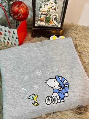 Peanuts Snoopy Woodstock Snow Embroidered T Shirt Sweatshirt Hoodie Snoopy Christmas Shirts Gift For Snoopy Fan Unique revetee 3