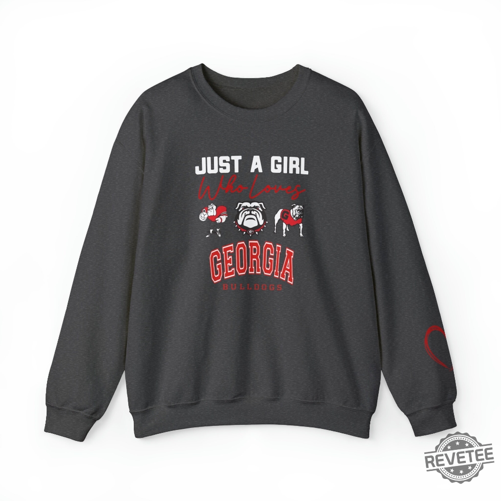 Just A Girl Who Loves Georgia Bulldog Sweatshirt Hoodie Sweatshirt Go Bulldogs Dawgs Uga Uga Sweatshirt Uga Gift For Georgia Bulldog Fan