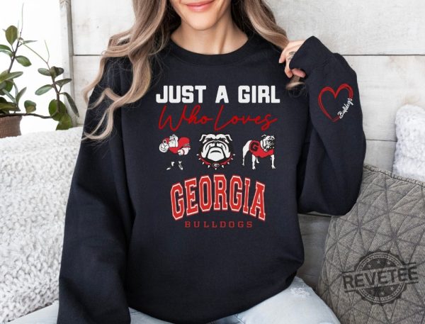 Just A Girl Who Loves Georgia Bulldog Sweatshirt Hoodie Sweatshirt Go Bulldogs Dawgs Uga Uga Sweatshirt Uga Gift For Georgia Bulldog Fan revetee 3