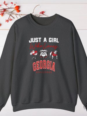 Just A Girl Who Loves Georgia Bulldog Sweatshirt Hoodie Sweatshirt Go Bulldogs Dawgs Uga Uga Sweatshirt Uga Gift For Georgia Bulldog Fan revetee 5