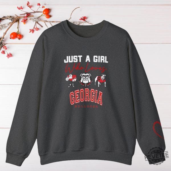 Just A Girl Who Loves Georgia Bulldog Sweatshirt Hoodie Sweatshirt Go Bulldogs Dawgs Uga Uga Sweatshirt Uga Gift For Georgia Bulldog Fan revetee 5