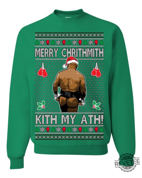 Funny Merry Chrithmith Kith My Ath Mike Tyson Butt Shirt Hoodie Sweatshirt Kiss My Ass Mike Tyson Shirt Gift For Men Women Funny Ugly Christmas revetee 1