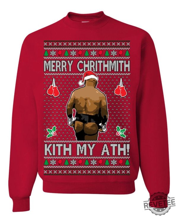 Funny Merry Chrithmith Kith My Ath Mike Tyson Butt Shirt Hoodie Sweatshirt Kiss My Ass Mike Tyson Shirt Gift For Men Women Funny Ugly Christmas revetee 3