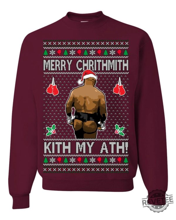 Funny Merry Chrithmith Kith My Ath Mike Tyson Butt Shirt Hoodie Sweatshirt Kiss My Ass Mike Tyson Shirt Gift For Men Women Funny Ugly Christmas revetee 5