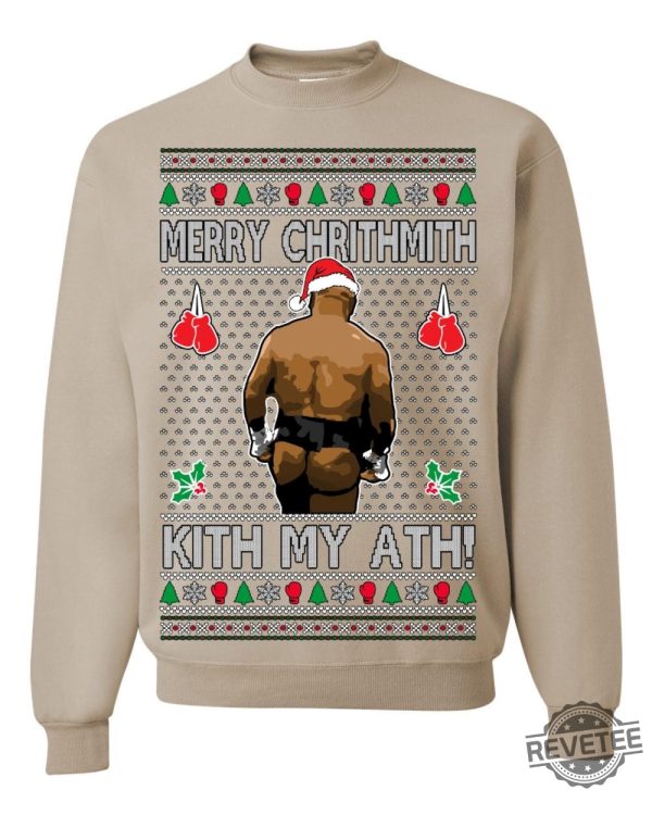 Funny Merry Chrithmith Kith My Ath Mike Tyson Butt Shirt Hoodie Sweatshirt Kiss My Ass Mike Tyson Shirt Gift For Men Women Funny Ugly Christmas revetee 7